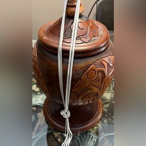 Long Knotted Herringbone Necklace With 4 Chains Tied Together In The Middle